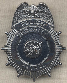 1970s Johnson Space Center Security Patrol Police Hat Badge