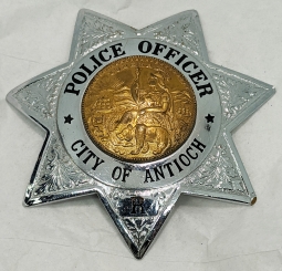 1970s Antioch, CA Reserve Police Officer 7pt. Star Badge by Ed Jones