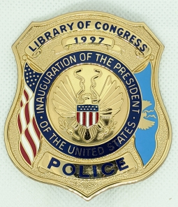 Rare #'d 1997 Library of Congress Police Bill Clinton Inauguration Commemorative Badge #178