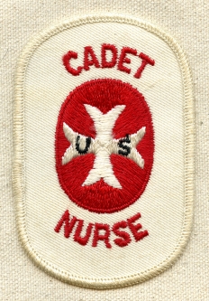 WWII Large Size Cadet Nurse Corps Patch on White Twill in Nice Condition