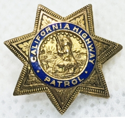 Great Old 1930s - 1940s California Highway Patrol Lapel Badge by Irvine & Jachens