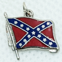 Ca Early 1960s Confederate Stars & Bars Enameled Sterling Charm for 100th Anniversary.of Civil War