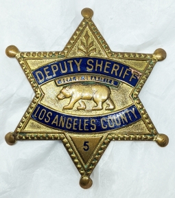 Rare early 1920's LA County Department of Charities Deputy Sheriff Badge