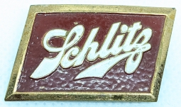 Ca 1950 Schlitz Brewery Driver Uniform Badge in Painted Die-Struck Brass