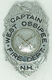 Ca 1950's West Ossipee NH Fire Department Captain Badge