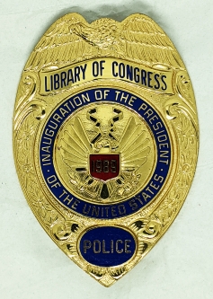 Rare #'d 1989 Library of Congress Police George Bush Inauguration Commemorative Badge #042