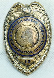 RARE 1950s - 1960s Jicarilla Apache Tribe Conservation Officer Badge #12 by LA Stamp & Staty
