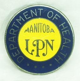 Beautiful Old 1930's Manitoba Dept of Health LPN Badge in Enameled Starling