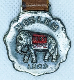 Early Masonic Shriner Elephant Watch Fob MOSLEM TOBY DETROIT 1909