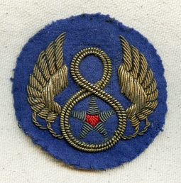 Gorgeous Example of a Late WWII 1944 - 45 USAAF 8th AF Full Wing Bullion Shoulder Patch UK Made