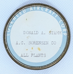WWII era Lockheed Aircraft Corp. A.C.Sorensen Co Worker ID Badge