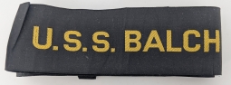 Great, Rare, Ca 1940 USS BALCH DD - 363 Cap Tally Removed from Cap after Pearl Habor