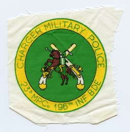 1960s US Army 23rd MP Co 196th Infantry Brigade Printed Pocket Patch Made in Viet Nam