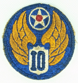 WWII USAAF 10th Air Force Patch Well Used