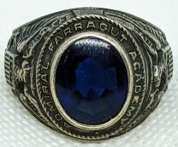 Circa 1930s-WWII Sterling Graduation Ring from Admiral Farragut School (Naval Prep)