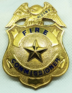 Gorgeous 1920s Albany CA Fire Commissioner Badge GOLD FRONT by Ed Jones