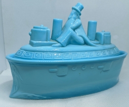 Lovely Ca 1878 Uncle Sam on a Battle-ship Candy Dish in Blue Grass by Westmoreland