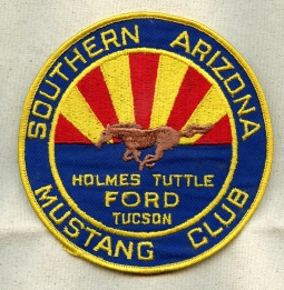 Great 1960s Southern Arizona Mustang Club Large Jacket Patch Holmes Tuttle Ford Tucson