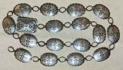 Great Vintage 1930s-40s Bell Trading Post Women's Link Concho Belt in Sterling Silver