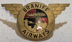 Beautiful Ca 1937 Braniff Airways Pilot Hat Badge 3nd Issue