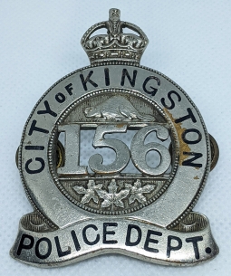Beautiful Ca WWII era Kingston Ontario Canada Police Hat Badge by Scully