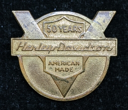 Nice 1953 Harley Davidson 50 Years Brass Pin Given to Factory Visitors that year
