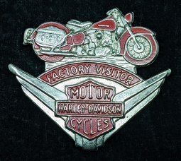 Minty Large Ca 1950 Harley Davidson Motor Cycle Factory Visitor Badge