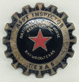 Beautiful Late 1950s National Quarter Horse Registry Assistant Inspector Badge for the State of TX