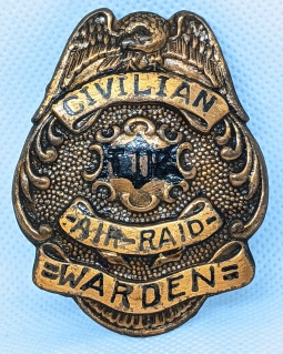 Great WWII Los Angeles Area Civilian Air Raid Warden Badge