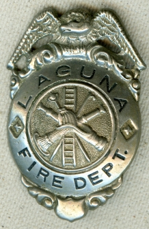 Rare Ca 1900 Laguna CA Fire Dept Badge Now City of Commerce