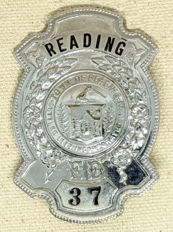 1940's Reading MA Fire Department Badge #37 by S.M.Spencer