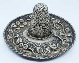 Beautiful & Iconic Vintage Mexican Silver Miniature Sombrero with Heavy Repousse Work