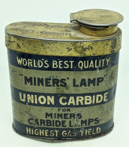 Rare Ca 1900 Union Carbide "Miners lamp" Hip Flask Carbide Tin From AZ Gold Mining Days