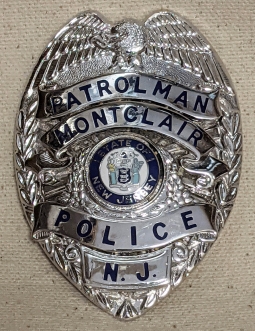 Vintage 1980s Montclair New Jersey Police Patrolman Badge by GA-REL