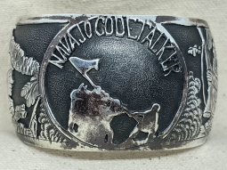 Awesome 1980s - 1990s Navajo Silver Cuff Bracelet Made for a WWII Navajo Code Talker
