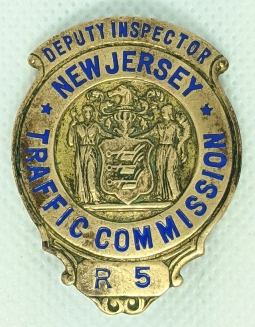 Rare Ca 1930 New Jersey Traffic Commission Deputy Inspector Badge
