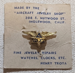 Rare Mid-Late 1930s North American Aviation Lapel Pin on Original Maker Card