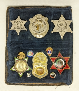 1930s Cross Border Badge Group of San Diego Deputy Constable Deputy Sheriff & Policeman Manuel Smith