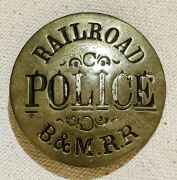Iconic Ca 1900 Boston & Maine RR Railroad Police Badge by Robbins