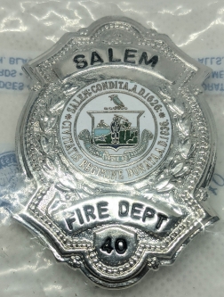 Vintage 1980s Salem, MA Fire Dept, Badge #40 by Blackinton Mint Condition