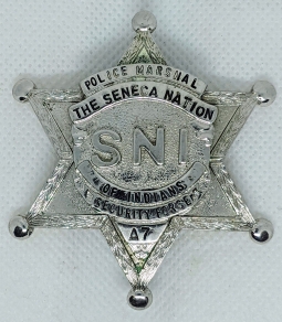 Rare 1960s Seneca Nation of Indians Security Force Police Marshal Badge #A7