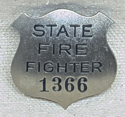 Scarce 1940s California State Forest Fire Fighter Badge #1366
