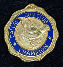 Rare 1955 Dallas Texas Gun Club Skeet Shooting Champion Badge in Gold Fill