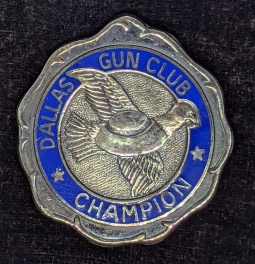 Rare 1955 Dallas Texas Gun Club Skeet Shooting Champion Badge in Sterling Silver