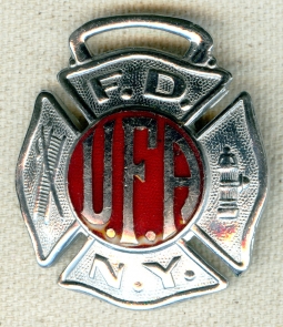 1930s Fire Department of New York Volunteer Fireman's Association Watch Fob