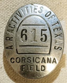 Rare & Important Ca 1940 USAC Flight Training Personal Badge for Air Activities of texas Corsicana F