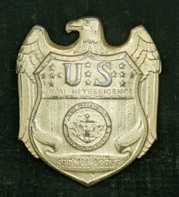 Scarce 1940s-50s United State Naval Intelligence Special Agent Badge #385