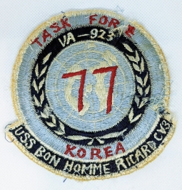 Ext Rare Korean War 1951 TF-77 VA-923 USS Bon Homme Richard CV31 Jacket Patch Japanese Made