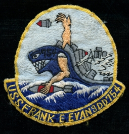 Rare Korean War era USS Frank E Evans DD 754 LARGE Japanese Made Jacket Patch