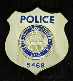 1980s US Veteran's Administration Police Badge #5468 by Blackinton